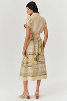 Exquise-Düşük Kol Desenli Kuşaklı Midi Boy Elbise-ELBİSE-4-Milagron.com