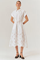 Exquise-Düşük Kol Fisko Detaylı Pamuklu Rahat Kalıp Elbise-ELBİSE-2-Milagron.com