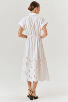 Exquise-Düşük Kol Fisko Detaylı Pamuklu Rahat Kalıp Elbise-ELBİSE-3-Milagron.com