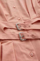 Exquise-Düşük Kol Kemer Detaylı Midi Boy Pamuklu Gömlek Elbise-ELBİSE-6-Milagron.com