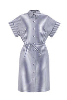 Exquise-Düşük Kol çizgili Mini Boy Pamuklu Gömlek Elbise-Elbise-1-Milagron.com