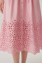 Exquise-Düşük Kol önden Düğmeli Etek Uçları Fistolu Bele Oturan Midi Boy Gömlek Elbise-ELBİSE-5-Milagron.com