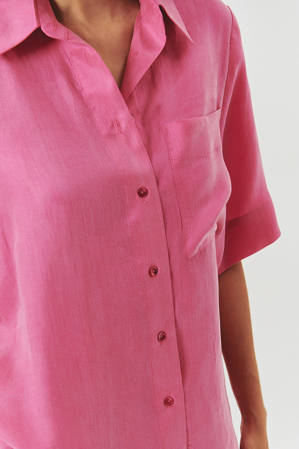 Exquise-Düz Kesim Lyocell Regular Pembe Gömlek-Gömlek-3-Milagron.com
