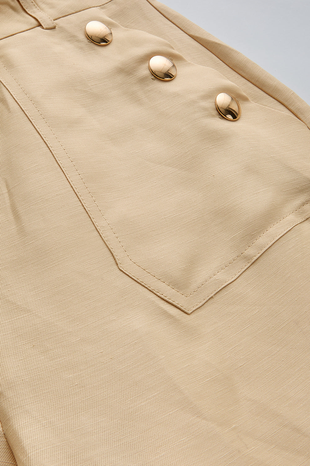 Exquise-Düz Kesim Uyumlu Kemerli Yüksek Bel Bej Pantolon-Pantolon-7-Milagron.com