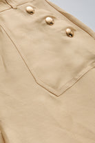 Exquise-Düz Kesim Uyumlu Kemerli Yüksek Bel Bej Pantolon-Pantolon-7-Milagron.com