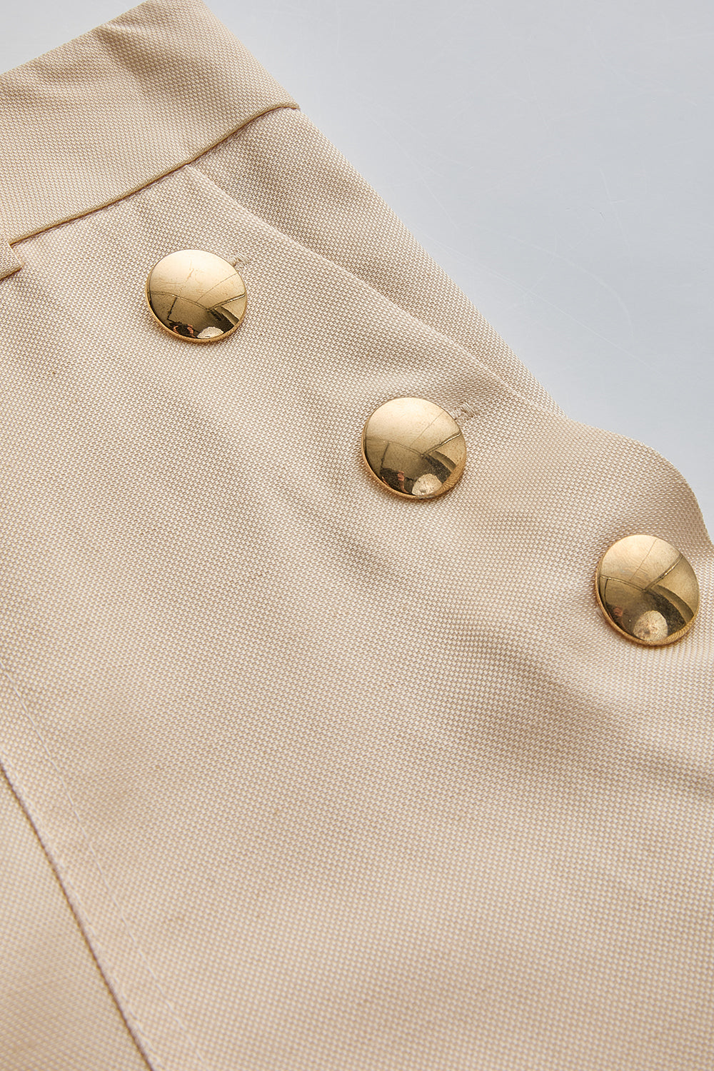 Exquise-Düz Kesim Uyumlu Kemerli Yüksek Bel Bej Pantolon-Pantolon-8-Milagron.com