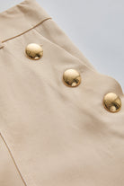 Exquise-Düz Kesim Uyumlu Kemerli Yüksek Bel Bej Pantolon-Pantolon-8-Milagron.com