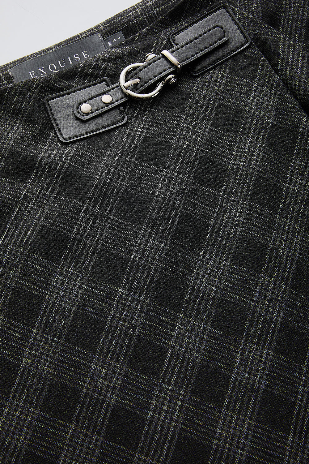 Exquise-Ekose Desenli Anvelop Regular Midi Antrasit Etek-ETEK-6-Milagron.com