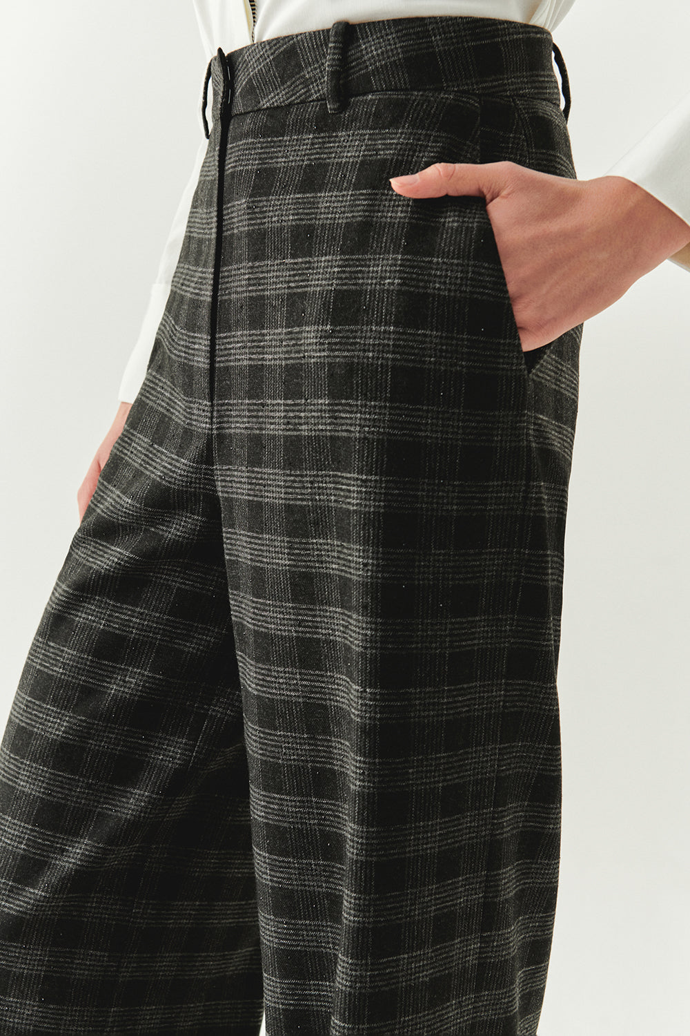 Exquise-Ekose Taş Detaylı Cepli Boru Paça Regular Antrasit Pantolon-PANTOLON-5-Milagron.com