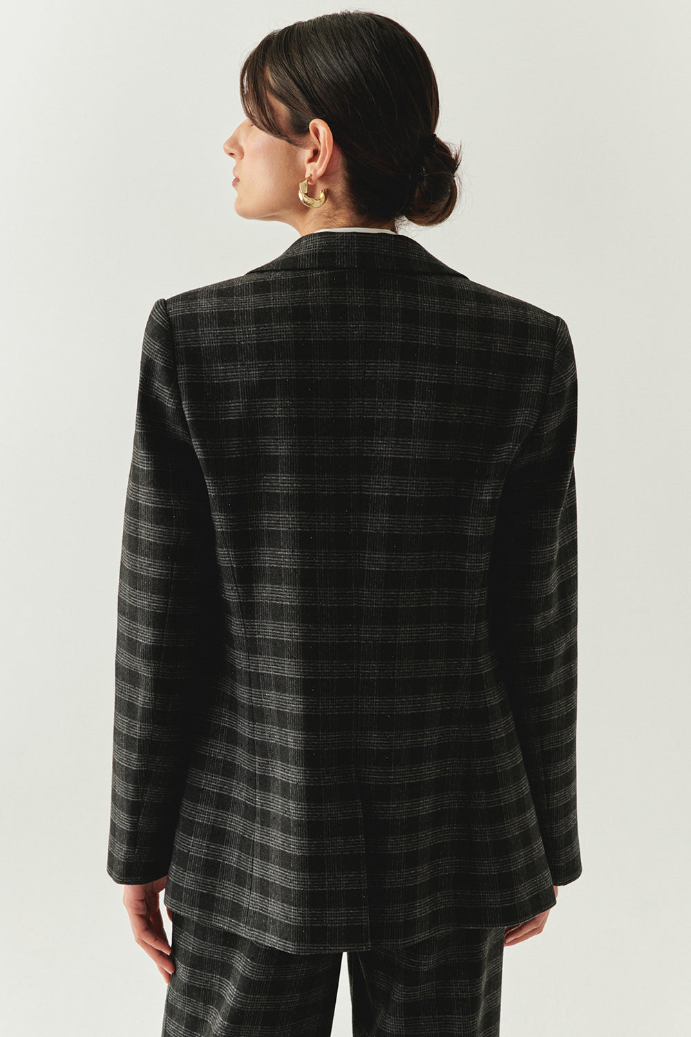 Exquise-Ekose Taş Detaylı Cepli Regular Astarlı Antrasit Blazer Ceket-BLAZER-4-Milagron.com