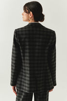 Exquise-Ekose Taş Detaylı Cepli Regular Astarlı Antrasit Blazer Ceket-BLAZER-4-Milagron.com