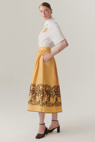 Exquise-Etek Uçları Desenli Pamuklu Midi Boy Etek-Etek-2-Milagron.com