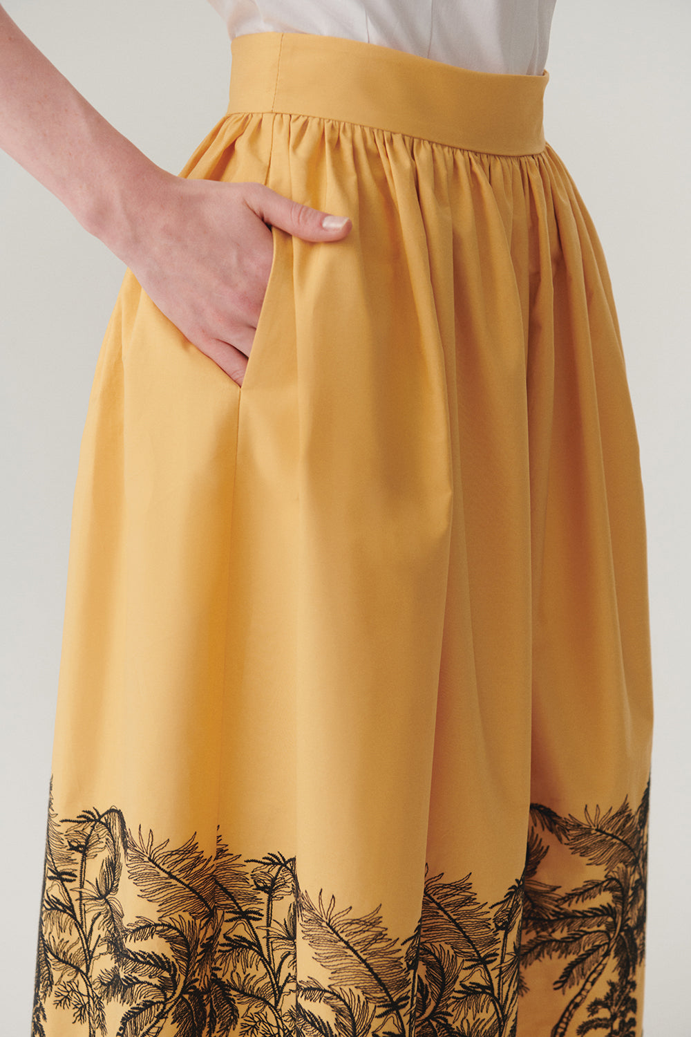 Exquise-Etek Uçları Desenli Pamuklu Midi Boy Etek-Etek-4-Milagron.com