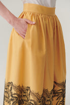 Exquise-Etek Uçları Desenli Pamuklu Midi Boy Etek-Etek-4-Milagron.com