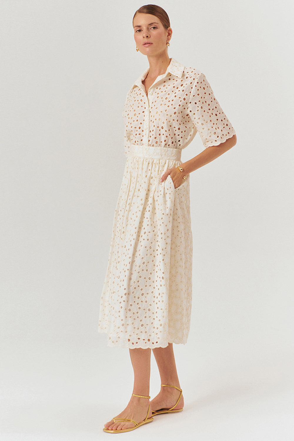 Exquise-Fisko Desenli Pamuklu Midi Boy Regular Etek-Etek-2-Milagron.com