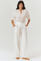 Exquise-Fisto Kumaş Bol Kesim Siyah / Beyaz Pantolon-Pantolon-1-Milagron.com