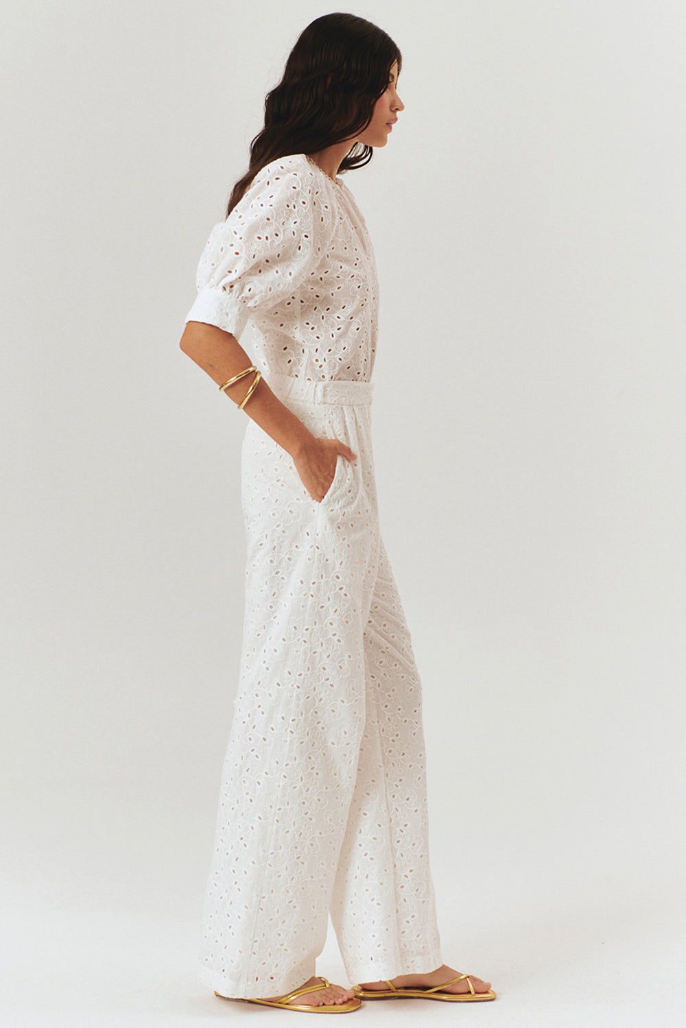 Exquise-Fisto Kumaş Bol Kesim Siyah / Beyaz Pantolon-Pantolon-3-Milagron.com