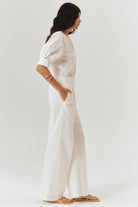 Exquise-Fisto Kumaş Bol Kesim Siyah / Beyaz Pantolon-Pantolon-3-Milagron.com