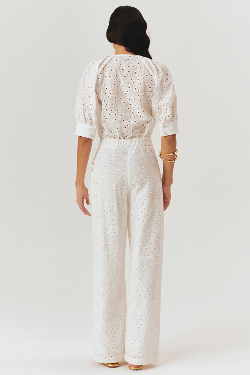 Exquise-Fisto Kumaş Bol Kesim Siyah / Beyaz Pantolon-Pantolon-4-Milagron.com