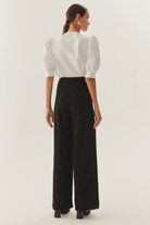 Exquise-Fisto Kumaş Bol Kesim Siyah / Beyaz Pantolon-Pantolon-9-Milagron.com