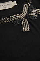 Exquise-Fiyonk İşlemesi Detaylı Bisiklet Yaka Pamuklu Regular Tişört-T-Shirts-13-Milagron.com