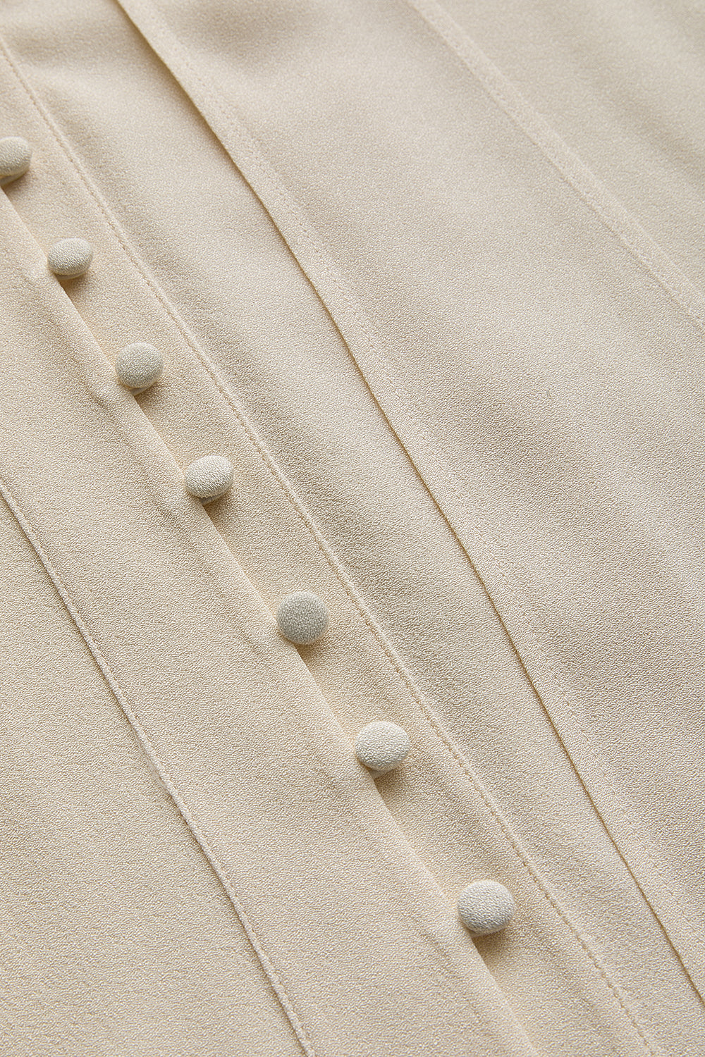 Exquise-Fular Detaylı Düğmeli Regular Uzun Kollu Viskon Ekru Gömlek-GÖMLEK-6-Milagron.com