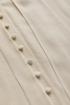 Exquise-Fular Detaylı Düğmeli Regular Uzun Kollu Viskon Ekru Gömlek-GÖMLEK-6-Milagron.com