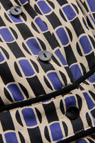 Exquise-Geometrik Desenli Bel Detaylı Midi Gömlek Elbise-ELBİSE-8-Milagron.com