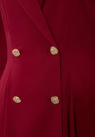 Exquise-Gold Düğme Detaylı Kruvaze Dokuma Midi Blazer Elbise-ELBİSE-6-Milagron.com