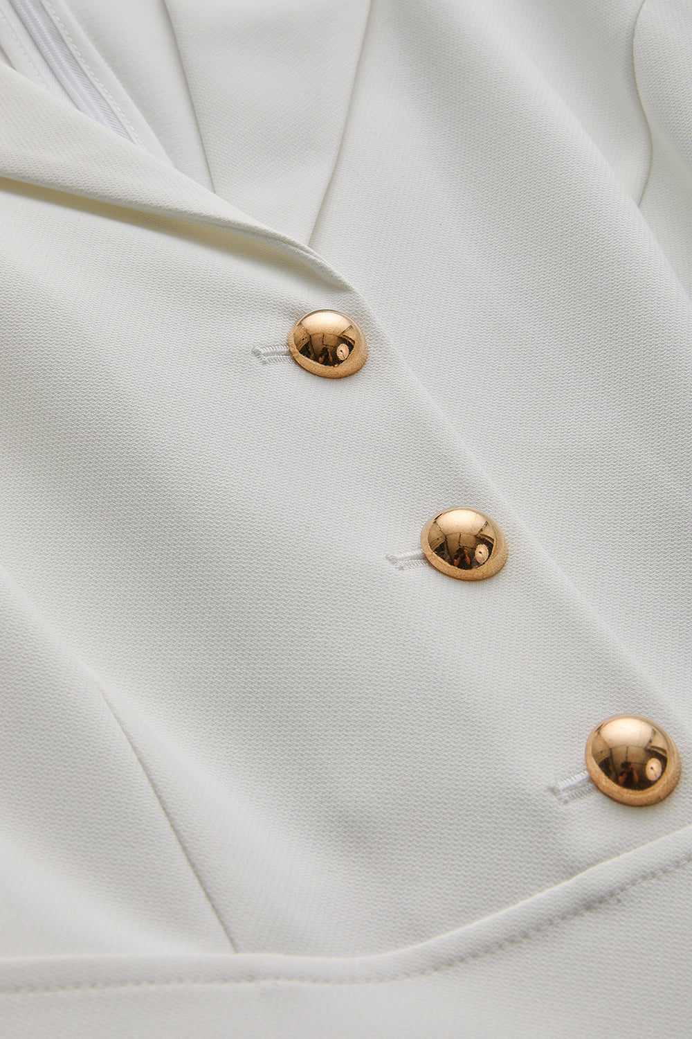Exquise-Gold Düğme Detaylı Kruvaze Yaka Regular Beyaz Tulum-TULUM-7-Milagron.com