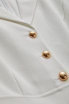 Exquise-Gold Düğme Detaylı Kruvaze Yaka Regular Beyaz Tulum-TULUM-7-Milagron.com