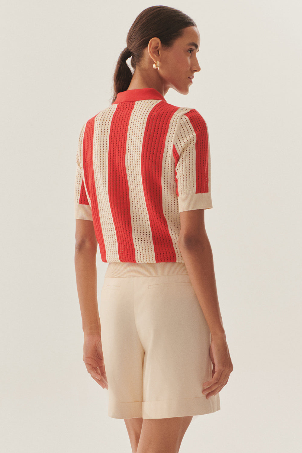 Exquise-Gold Düğme Detaylı Polo Yaka Triko Bluz-BLUZ-3-Milagron.com