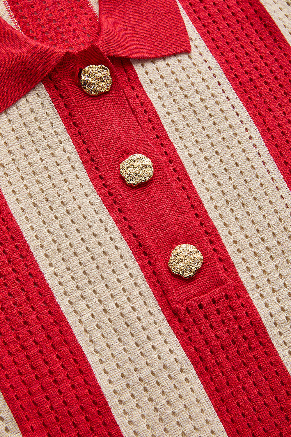 Exquise-Gold Düğme Detaylı Polo Yaka Triko Bluz-BLUZ-6-Milagron.com