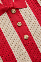 Exquise-Gold Düğme Detaylı Polo Yaka Triko Bluz-BLUZ-6-Milagron.com