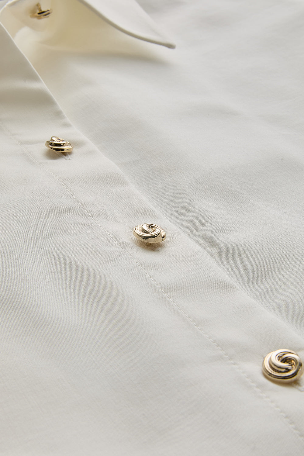 Exquise-Gold Düğmeli Uzun Reglan Kollu Regular Kemik Gömlek-GÖMLEK-7-Milagron.com