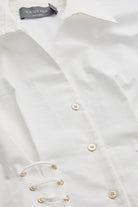 Gömlek Yaka Bağcık Detaylı Bele Oturan Regular Ekru Gömlek