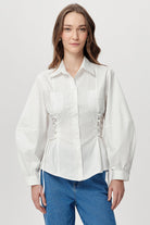 Gömlek Yaka Balon Kollu Bele Oturan Regular Kemik Gömlek