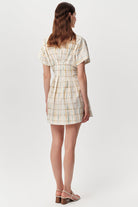 Gömlek Yaka Bele Oturan Kısa Kollu Regular Mini Çok Renkli Elbise