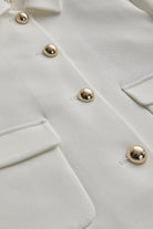 Exquise-Gömlek Yaka Cepli Regular Fit Kısa Beyaz Ceket-Ceket-7-Milagron.com