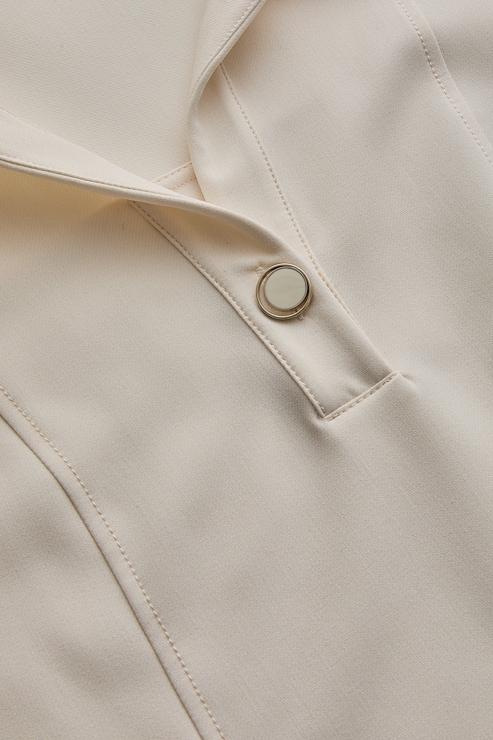 Exquise-Gömlek Yaka Kısa Kollu Oversize Cepli Krem Mini Elbise-ELBİSE-5-Milagron.com