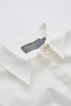 Gömlek Yaka Kuş Gözü Detaylı Bele Oturan Regular Beyaz Gömlek