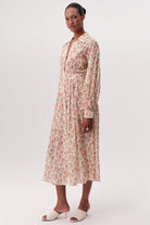 Gömlek Yaka Manşetli Bele Oturan Regular Midi Çok Renkli Elbise