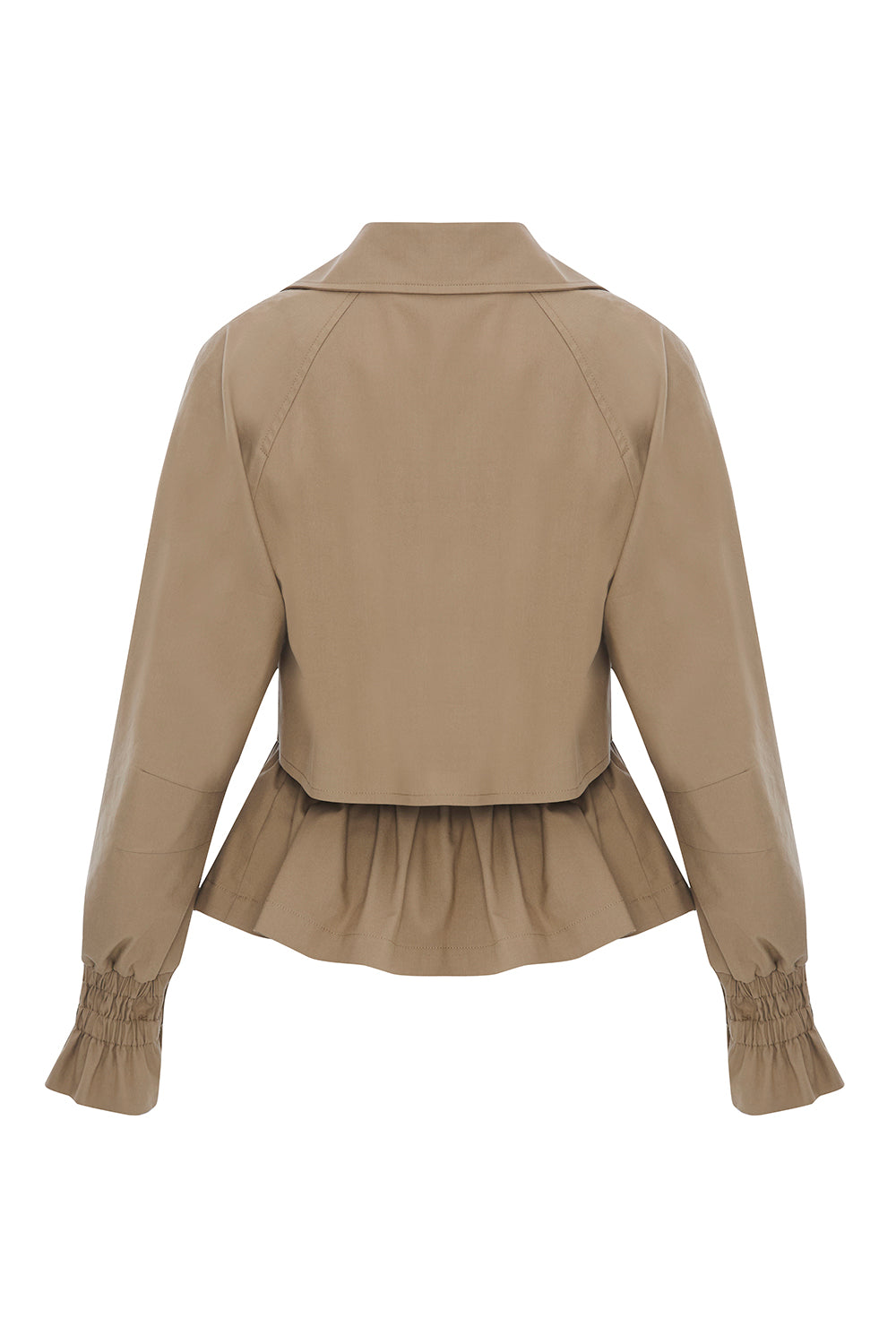 Exquise-Gömlek Yaka Reglan Kol Regular Astarlı Pamuklu Camel Ceket-CEKET-7-Milagron.com