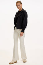 Exquise-Gömlek Yaka Reglan Kol Regular Astarlı Pamuklu Siyah Ceket-CEKET-2-Milagron.com