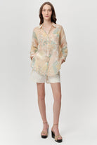 Gömlek Yaka Uzun Kollu Cepli Rami Keten Regular Çok Renkli Gömlek