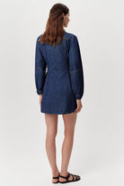 Gömlek Yaka Uzun Kollu Cepli Regular Mini Mavi Elbise