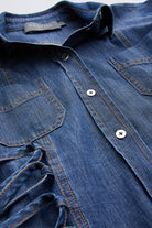 Gömlek Yaka Uzun Kollu Cepli Regular Mini Mavi Elbise