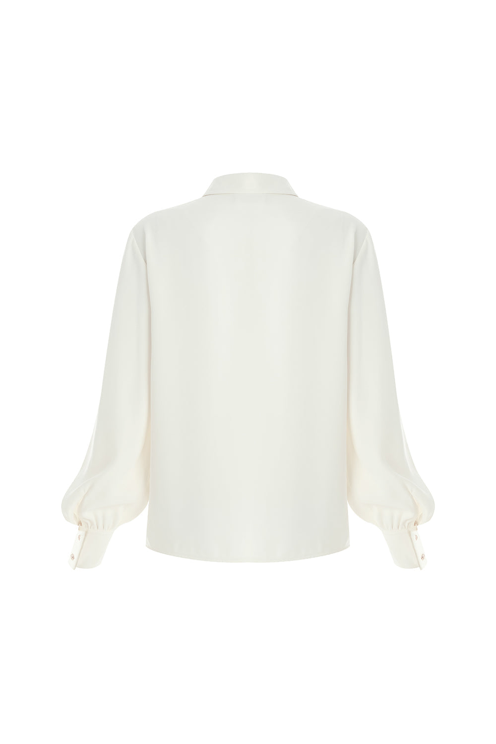 Exquise-Gömlek Yaka Uzun Kollu Dmla Yaka Regular Krem Bluz-BLUZ-2-Milagron.com