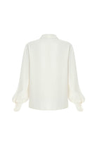 Exquise-Gömlek Yaka Uzun Kollu Dmla Yaka Regular Krem Bluz-BLUZ-2-Milagron.com