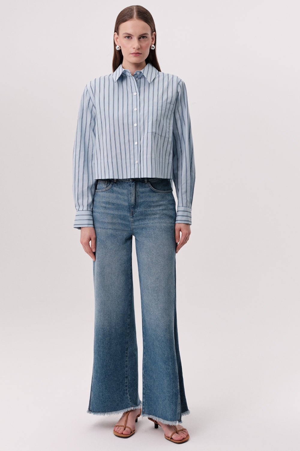 Gömlek Yaka Yanları Yırtmaçlı Çizgili Regular Çok Renkli Gömlek